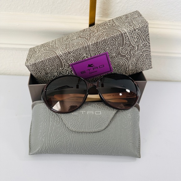 Etro Accessories - ETRO Brown Sunglasses with Patterned Case and box.